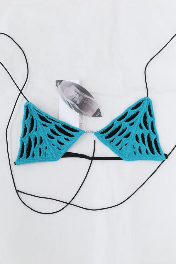 Rui Zhou 24 Spring/Summer Animal Pattern Triangle Cup Bra RUI-RSS24KN01-QLH Teal&Onyx Blue&Black